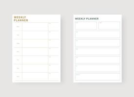 wekelijkse planner sjabloon. set van planner en takenlijst. moderne planner sjabloon set. vectorillustratie. vector