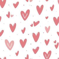 Valentijnsdag naadloze patroon met roze hartjes op witte achtergrond. goed voor afdrukken, inpakpapier, scrapbooking, behang, textiel, achtergronden, cadeauartikelen, enz. eps 10 vector