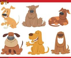 grappige cartoon honden en puppy's stripfiguren set vector