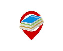 pin locatie met educatief boek erin vector