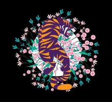 tijger illustratie ontwerp voor sukajan is gemeen japan traditionele doek of t-shirt met digitale handgetekende borduurwerk mannen t-shirts zomer casual korte mouw hiphop t-shirt streetwear vector