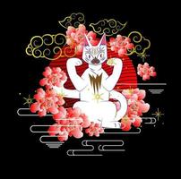 kat illustratie ontwerp voor sukajan is gemeen japan traditionele doek of t-shirt met digitale handgetekende borduurwerk vrouwen t-shirts zomer casual korte mouw hiphop t-shirt streetwear vector