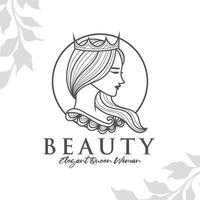 koningin schoonheid vrouw logo sjabloon bewerkbare premium vector