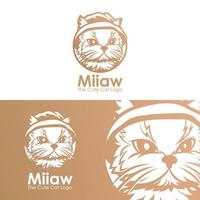 schattige kat hoofd vector logo sjabloon premium vector