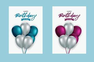 gelukkige verjaardagskaart met blauwe rode ballonnen vector