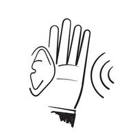 hand getrokken doodle oor horen illustratie icon vector