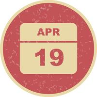 19 april Datum op een eendaagse kalender vector