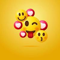 liefde en gelukkig emoticon vectorillustratie, groep emoji sjabloonontwerp vector