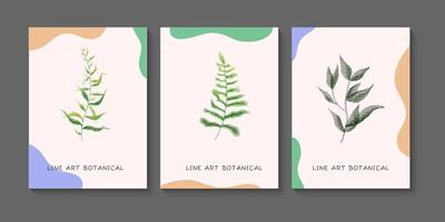 abstracte lijn kunst blad achtergrond vector. botanische bloemsierkunst voor wanddecoratie en prints. vector
