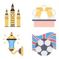 Britse cultuur plat pictogrammen set vector