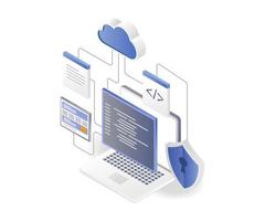 programmataal en beveiliging van de cloudserver vector