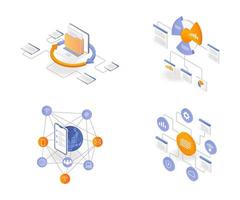 een reeks analytische cirkeldiagrampictogrammen voor bedrijven vector