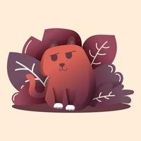 schattige kattenillustratie op blad vector