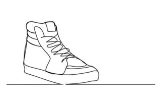 doorlopende lijnen, schoenen, sportschoenen in een minimalistische stijl. reizigers concept vector