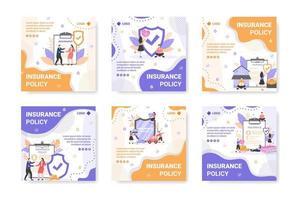verzekeringspolis post sjabloon platte ontwerp illustratie bewerkbaar van vierkante achtergrond voor sociale media, feed, wenskaart en web vector