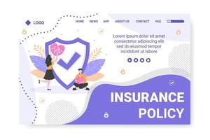verzekeringspolis bestemmingspagina sjabloon platte ontwerp illustratie bewerkbaar van vierkante achtergrond voor sociale media, feed, wenskaart en web vector