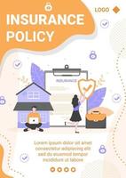 verzekeringspolis flyer sjabloon platte ontwerp illustratie bewerkbaar van vierkante achtergrond voor sociale media, feed, wenskaart en web vector