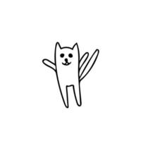 schattige kat hand getekend in doodle stijl. element voor ontwerpkaart, sticker, poster, pictogram. grappig, dier, huisdier kitten vector