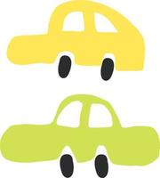 speelgoedauto's instellen hand getrokken doodle. , minimalisme. schattige babyprint voor jongens. vervoer- vector