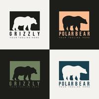 set van Beer silhouet logo vector illustratie ontwerpsjabloon. grizzly icoon