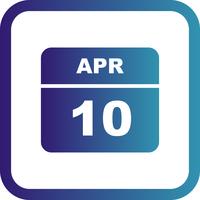 10 april Datum op een eendaagse kalender vector