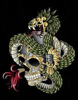 quetzalcoatl schedel ontwerp azteeks vector