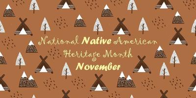 nationale inheemse Amerikaanse erfgoedmaand gevierd in november in de VS. hand tekenen traditionele achtergrond vector