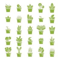 groene kamerplant iconen set vector