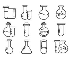 laboratoriumbuis en kolf iconen set vector