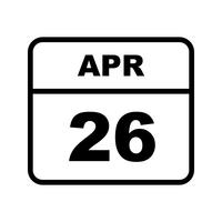 26 april Datum op een eendaagse kalender vector