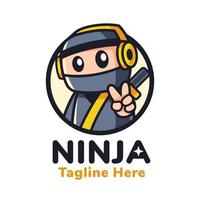 ninja met hoofdtelefoon mascotte logo-ontwerp vector