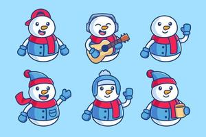 verzameling van sneeuwpop stripfiguur vector
