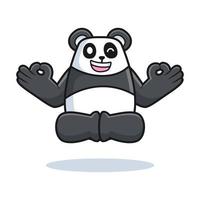 glimlach panda zen pose mascotte cartoon vector