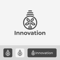 moderne lijn kunststijl innovatie logo idee, creatief icoon conceptontwerp, lamp en verse groene boom vector