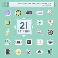 fotografie sticker set in trendy lijn gesneden geïsoleerd op blauwe achtergrond vector