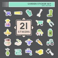 tuin sticker set in trendy geïsoleerd op zwarte achtergrond vector