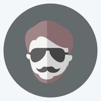 hipster man pictogram in trendy vlakke stijl geïsoleerd op zachte blauwe achtergrond vector