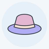 hoed pictogram in trendy kleur mate stijl geïsoleerd op zachte blauwe achtergrond vector
