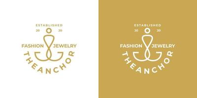 luxe gouden anker logo ontwerpsjabloon vector