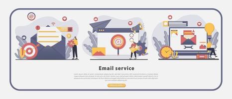 vlakke stijl ontwerp e-mailservice bestemmingspagina concept vector