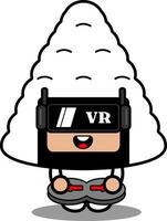 vector stripfiguur schattig onigiri voedsel mascotte kostuum spelen virtual reality game