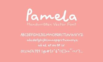 pamela alfabet vector, handgeschreven lettertype, schattig lettertype. vector