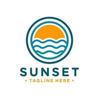 logo overzicht zonsondergang op zee vector