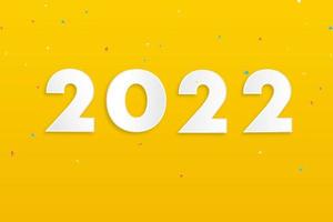 nummers 2022 op gele achtergrond met kleurrijke confetti voor nieuwjaarsconcept vector