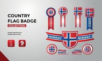 Noorse vlag vector badge collectie