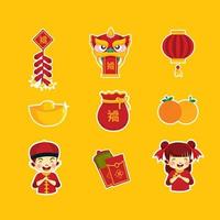 chinees nieuwjaar stickercollectie vector