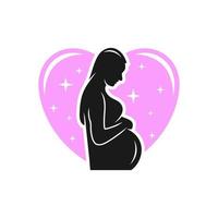 logo-ontwerp voor symbool van zwangere vrouw vector