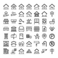 eigendom, onroerend goed overzicht icon set vector