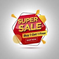 super sale promotiebanner, zeshoekige vorm vector