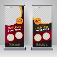 eten en restaurant roll-up banner ontwerpsjabloon vector